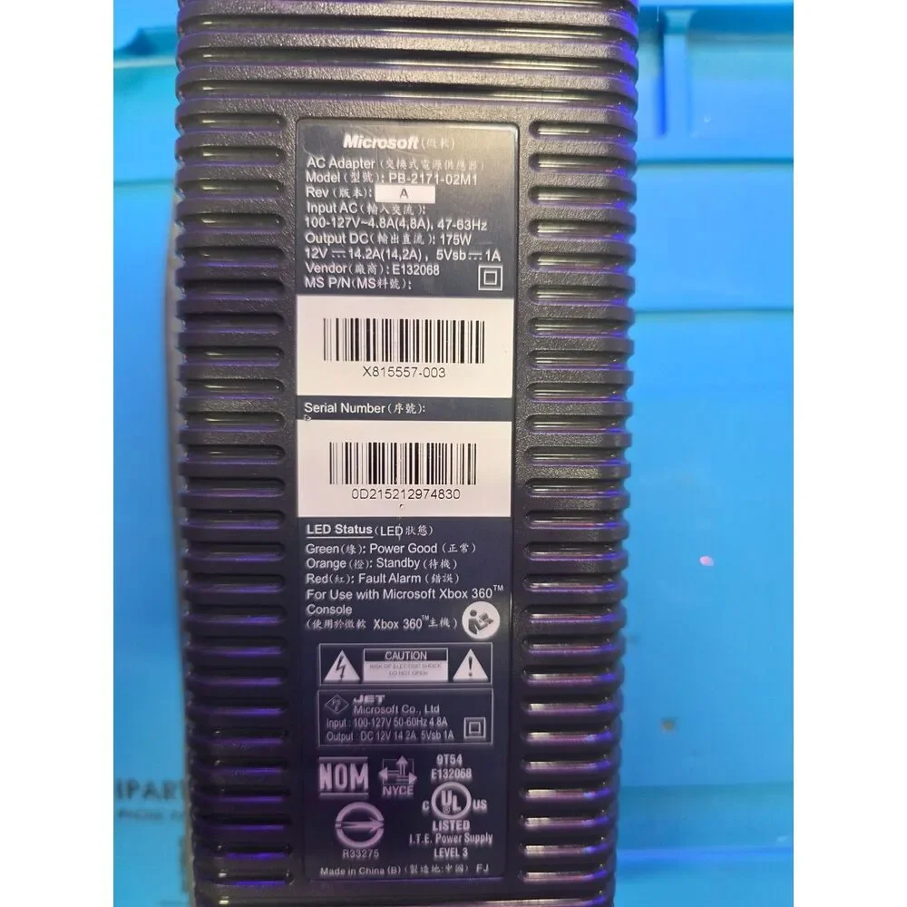 Microsoft PB-2171-02MX Xbox 360 Power Supply AC Adapter 175W X811691-004 OEM